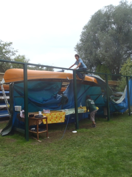Abbau Behelfsdach Bootshalle Drachenboot-Rudercup 2013